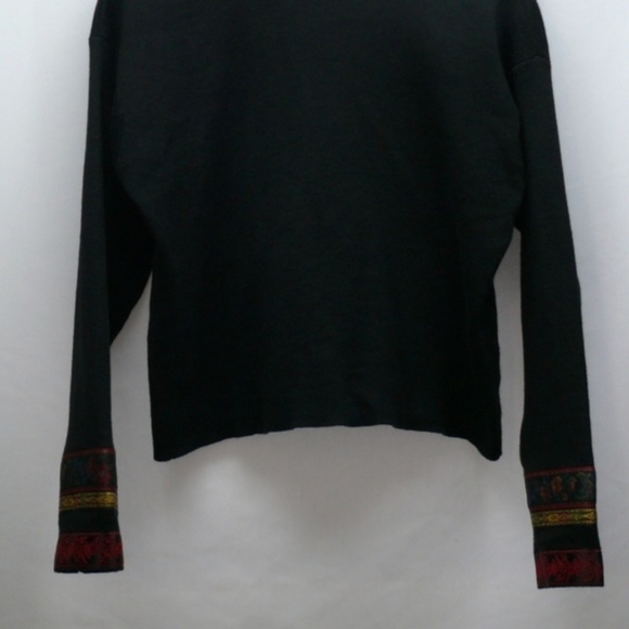 Carole Little Sweater Small Ribbon Black Knit Cardigan Boho - Picture 7 of 8